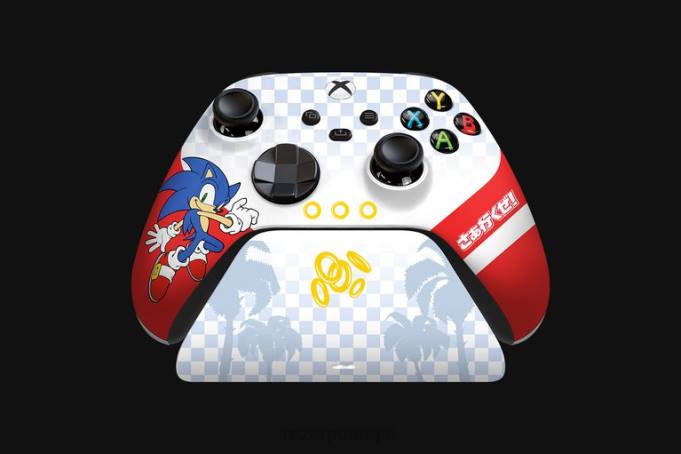 Razer Uma cor Controle sem fio Sonic the Hedgehog e suporte de carregamento rápido para Xbox console B864167