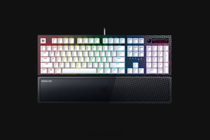 Razer branco blackwidow v3 - interruptor verde - nós - edição roblox teclado B86459