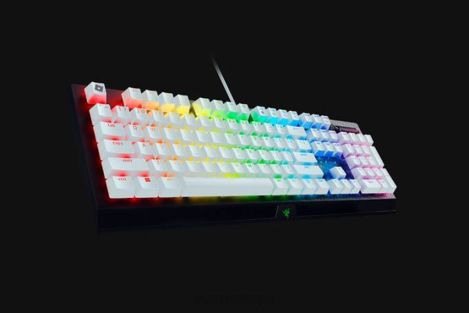 Razer branco blackwidow v3 - interruptor verde - nós - edição roblox teclado B86459