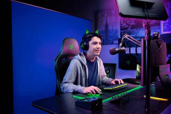 Razer azul tela traseira Criação de conteúdo B864114